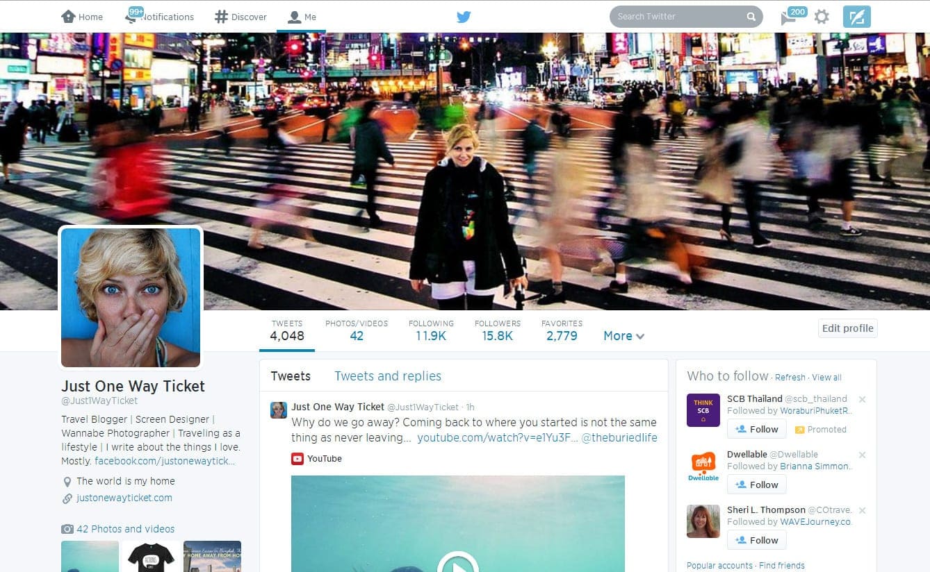 JustOneWayTicket Twitter page