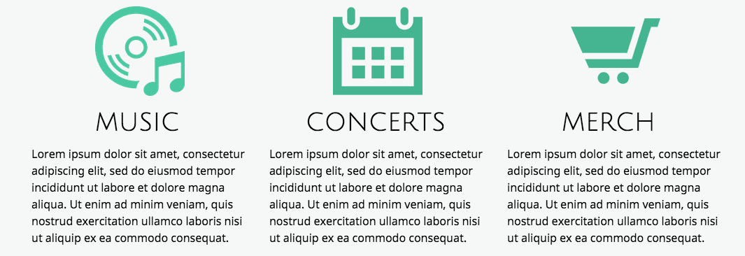 This is an example of a website with icons