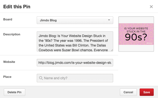 This is an example of how to add a link to your Pinterest posts