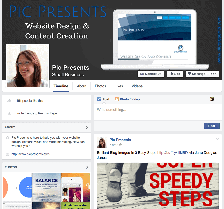 This is an example of how to clearly include your website's link on your business Facebook page