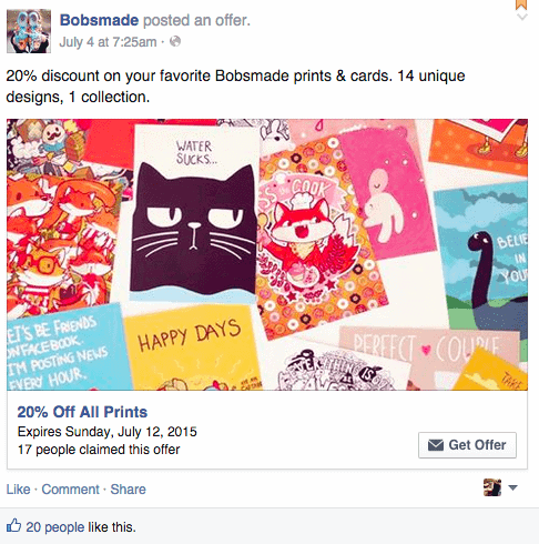 This is an example of how to offer a discount on your business's Facebook page