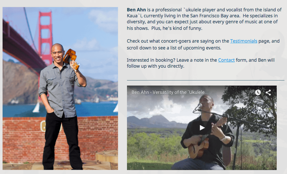 This is an example of including a song on your website's homepage