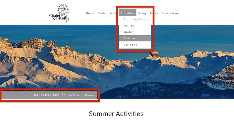 Template with a Breadcrumb trail