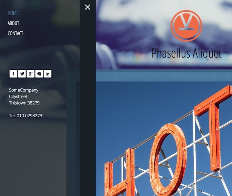 Slide-in menu