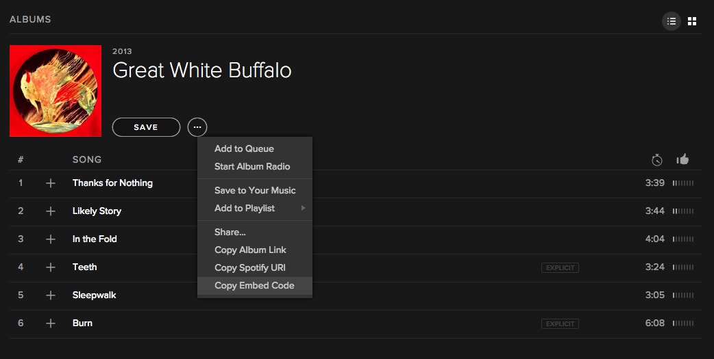 How to grab the code to embed a Spotify playlist