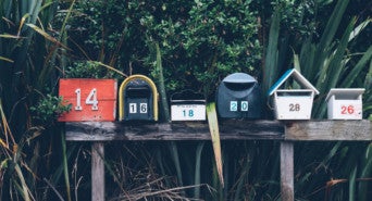 A row of letterboxes