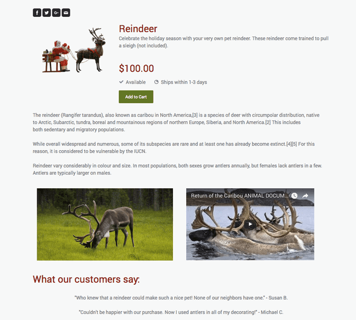 Individual product pages jimdo