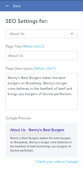 SEO Page Description Jimdo