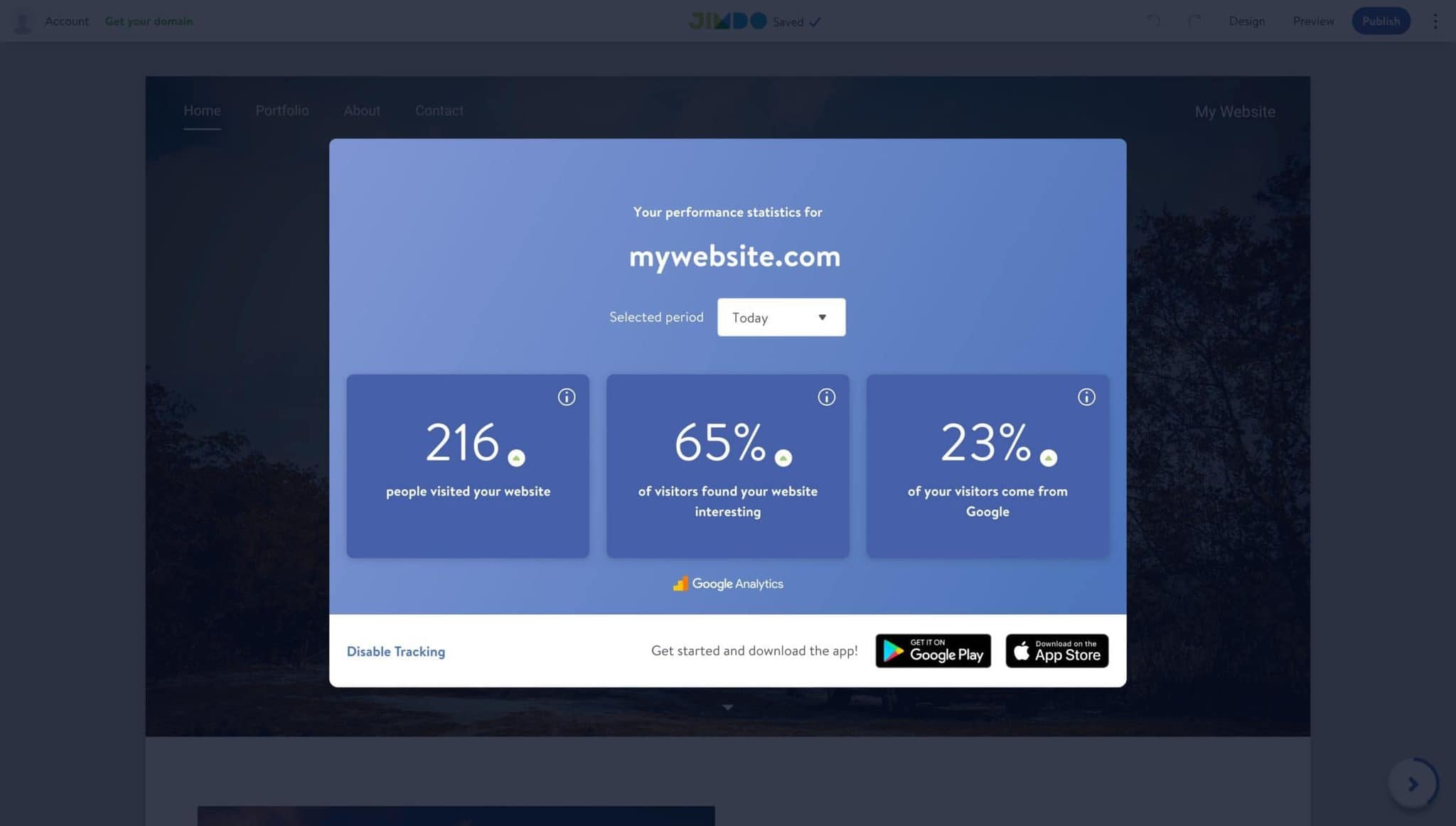 Website statistics on Jimdo Dolphin