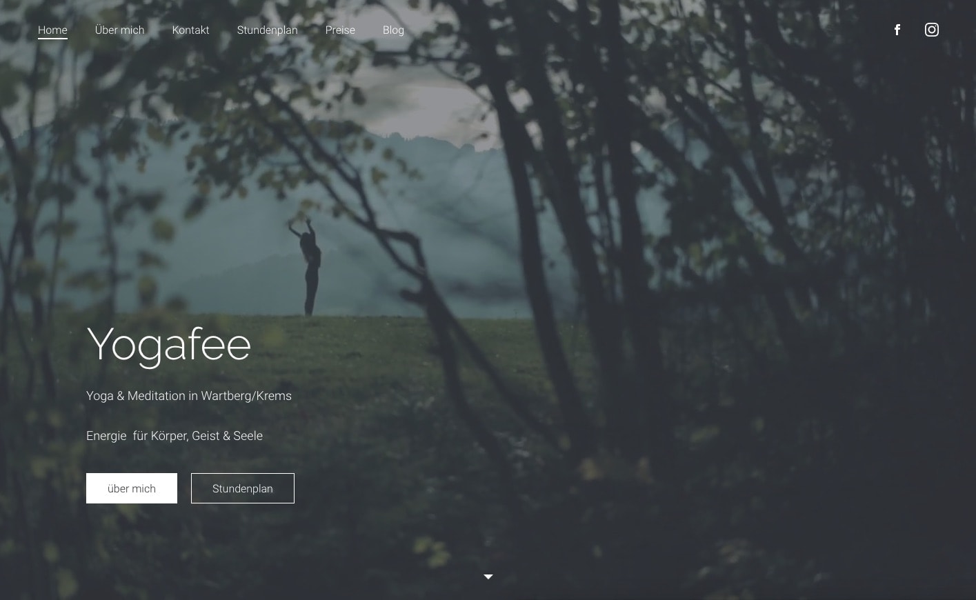Yoga website example from Jimdo