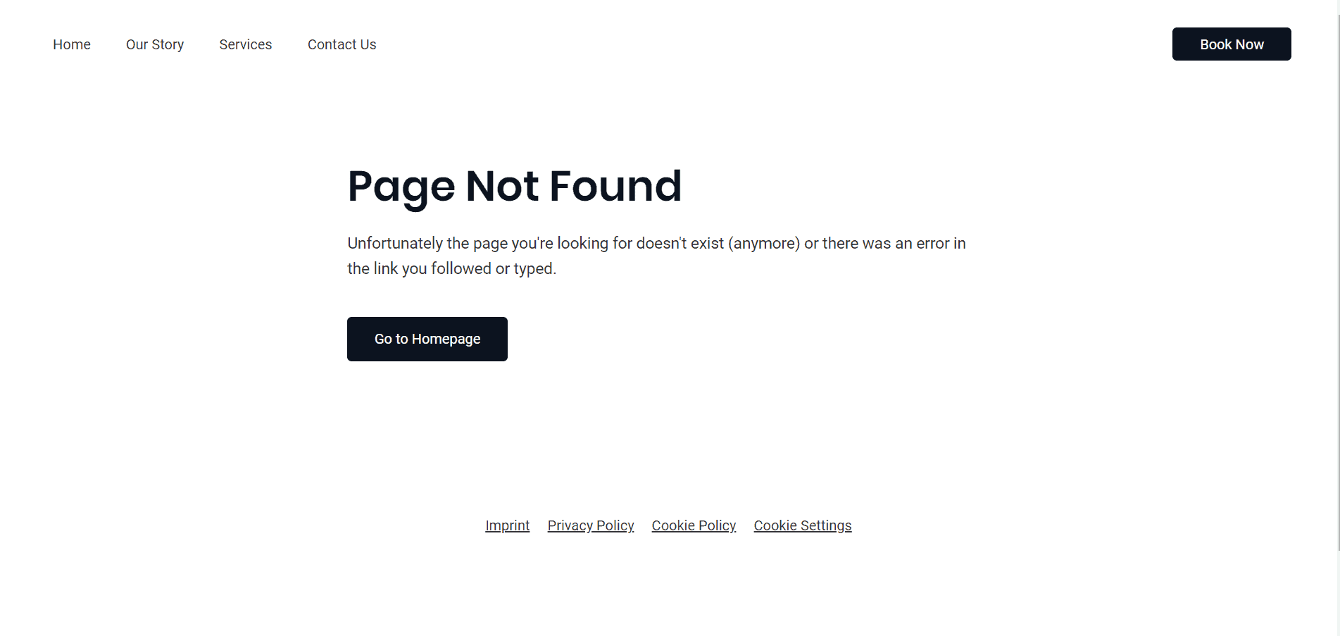 standard 404 page in Jimdo Dolphin