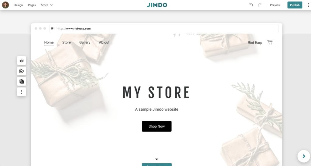 An example of a holiday background on a Jimdo online store.
