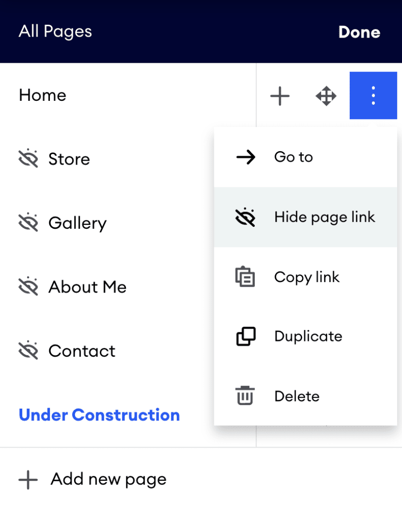Screenshot Under Construction page
