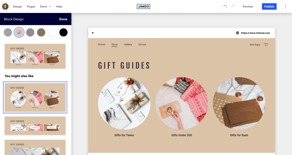 Example of how to create holiday gift guides on your Jimdo website.