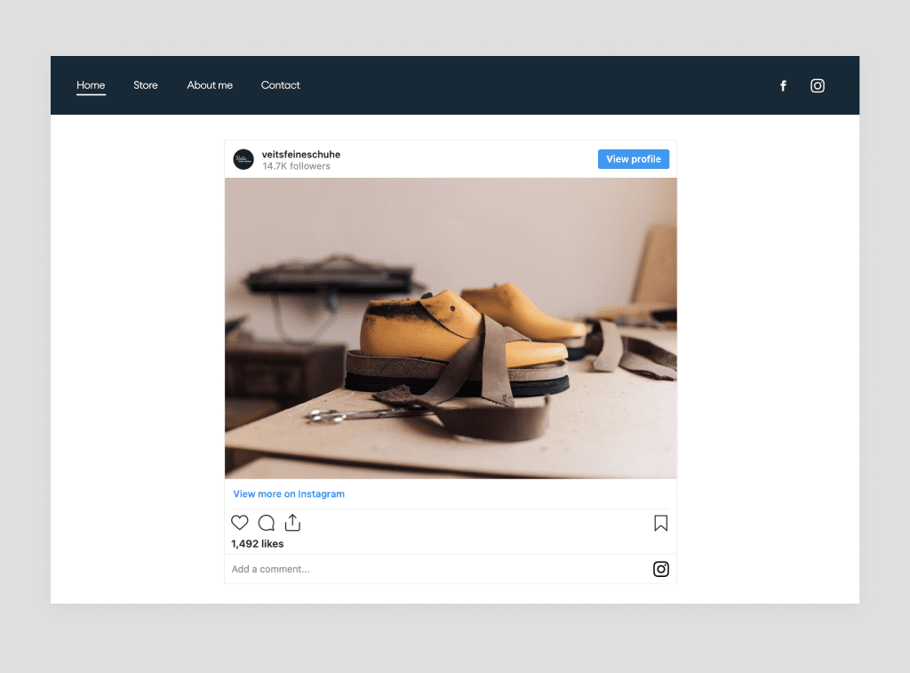 Screenshot of an instagram posting that has been implemented onto a website directly via smart app. 