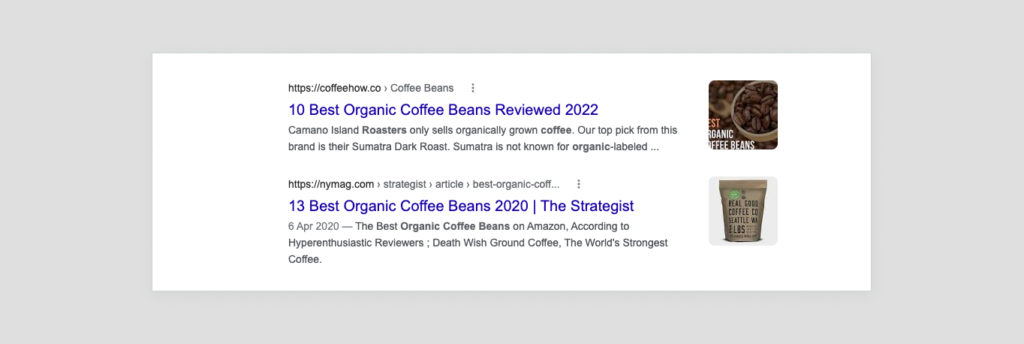 Organic google search results. 