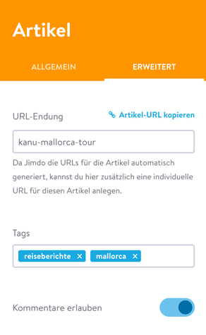 Jimdo eigene URL-Endungen