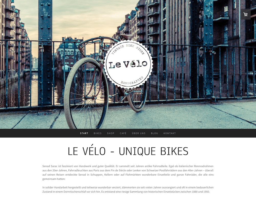 Die Webseite von Le Vélo