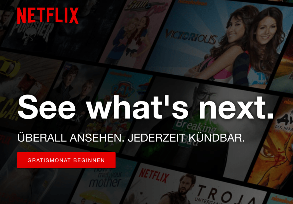 Netflix Website mit CTA