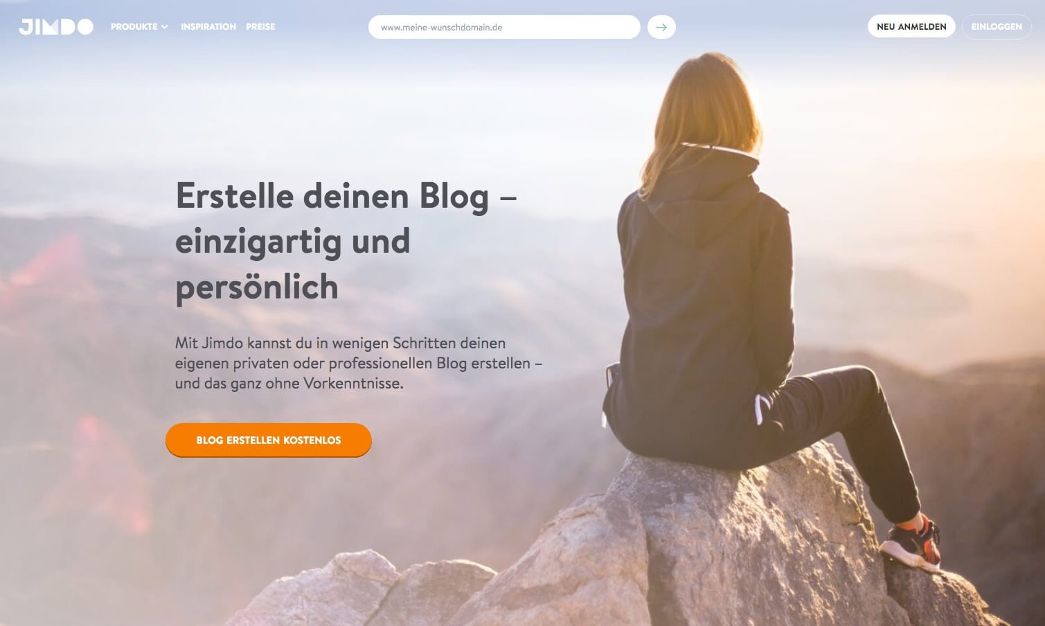 Landingpage von Jimdo