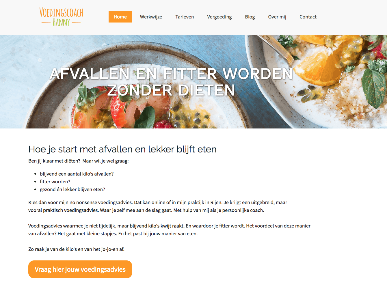 Website Voedingscoach Hanny