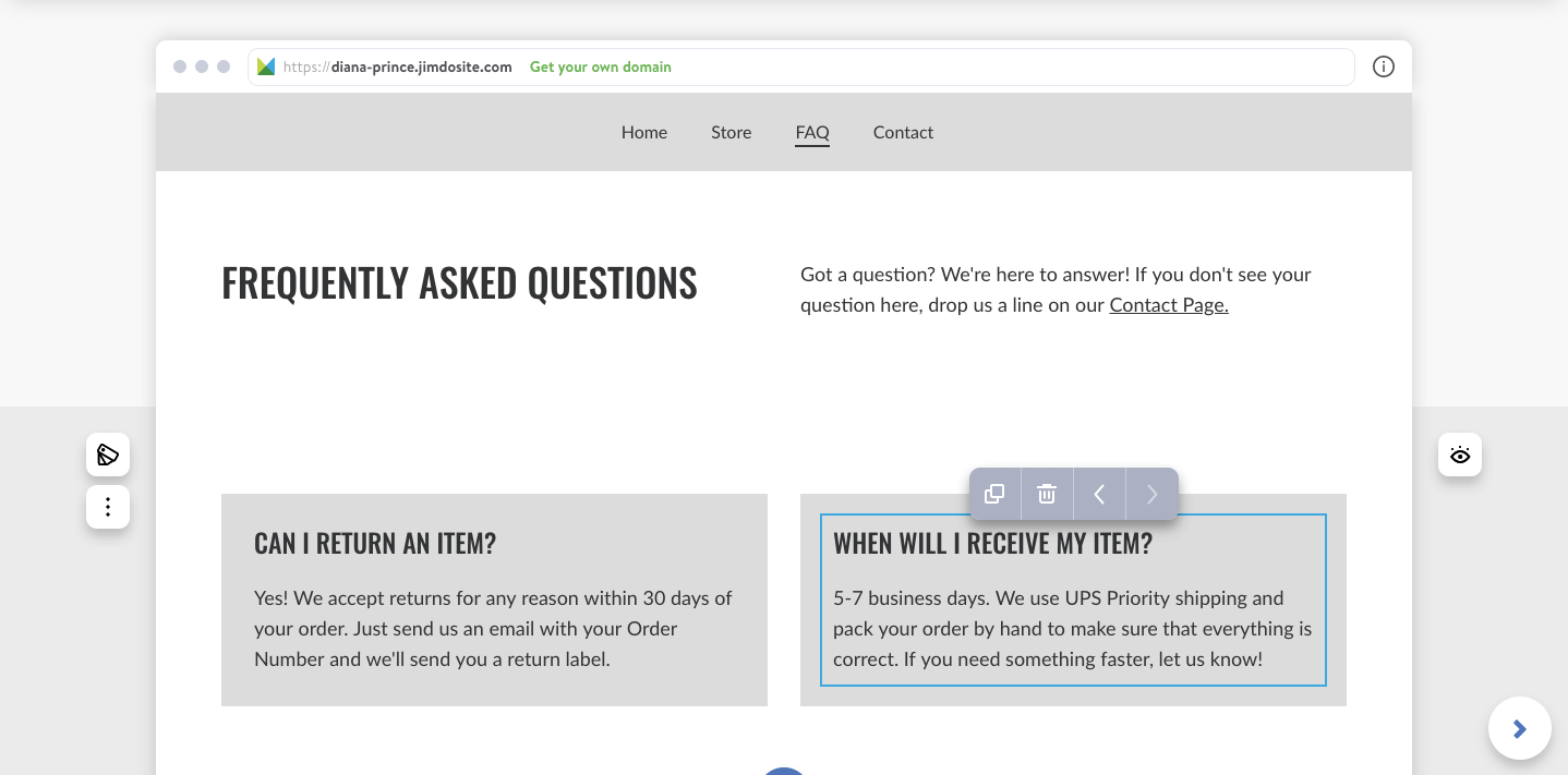 Beispiel FAQ Seite mit Jimdo