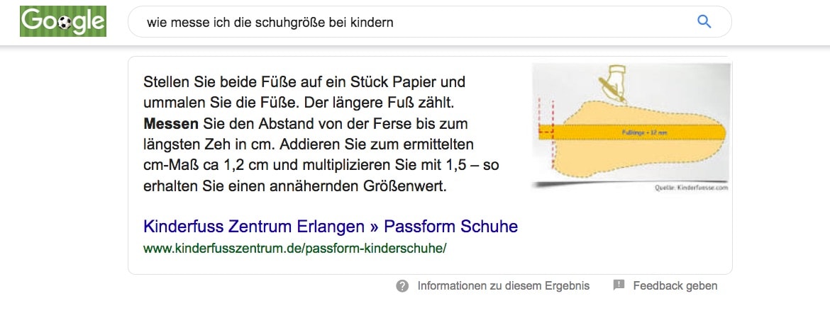 Beispiel für ein Google Snippet