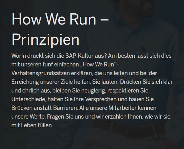 Eine Liste mit den How-We-Run-Prinzipien von SAP