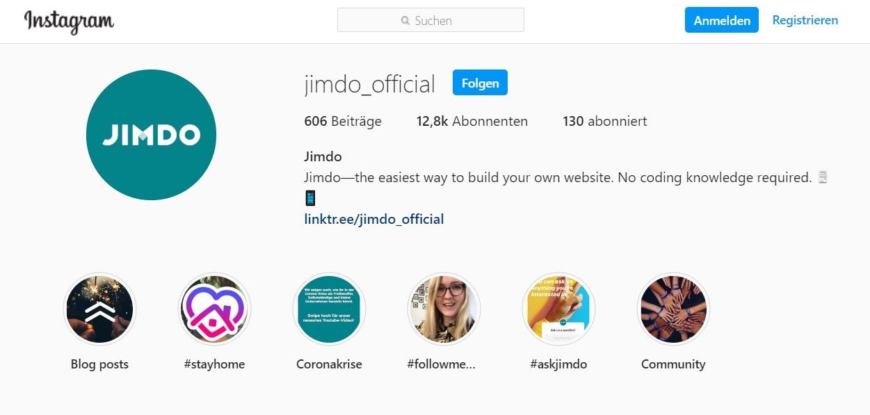 Impressum des Jimdo Instagram-Profils