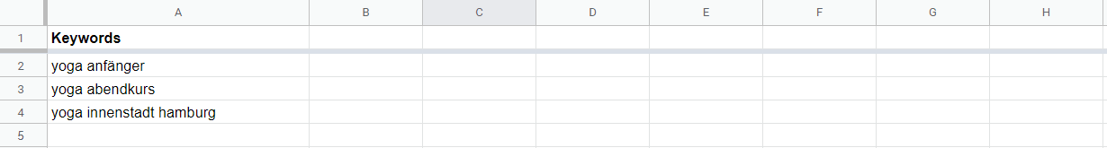 Beispiel für ein paar erste Keywords