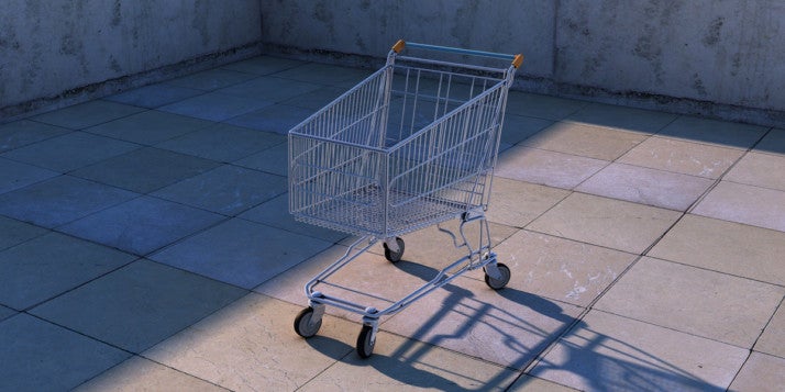 Bild eines verlassenen Einkaufswagens. Zeit dafür, Kaufabbrüche zu reduzieren.