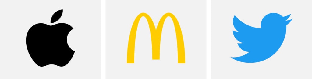 Ein Vergleich der Logos von Apple, McDonalds und Twitter