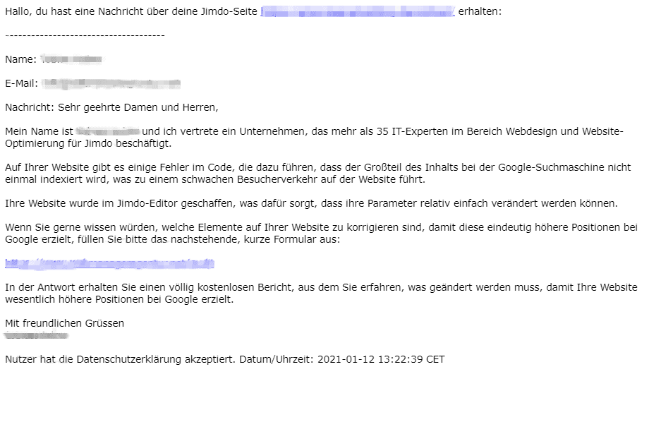 Ein Beispiel für eine Spam-Mail mit betrügerischer Absicht.