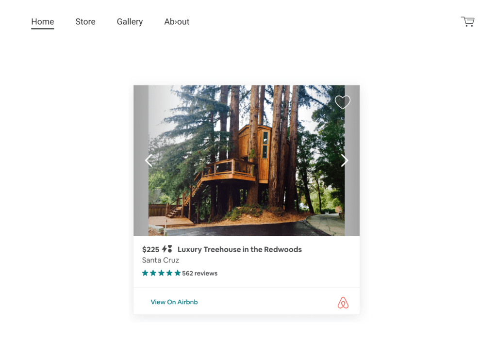 Beispiel für eine per Jimdo Smart Apps eingebundene Airbnb-Buchung.