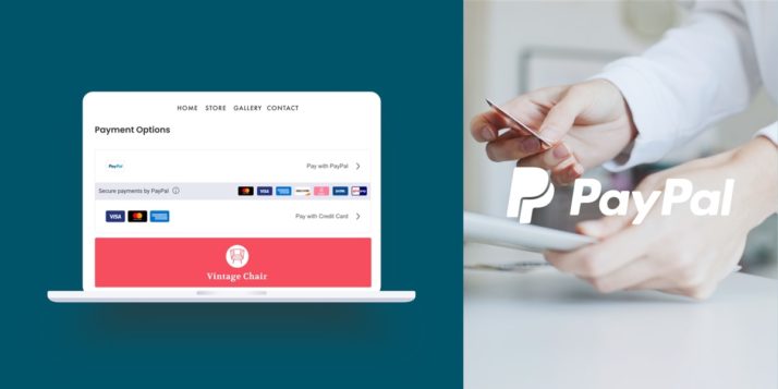 Opción de pago mediante PayPal en una tienda online hecha con Jimdo.