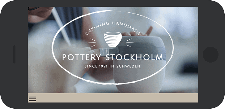 Aperçu du site responsive Jimdo Pottery Stockholm depuis un smartphone