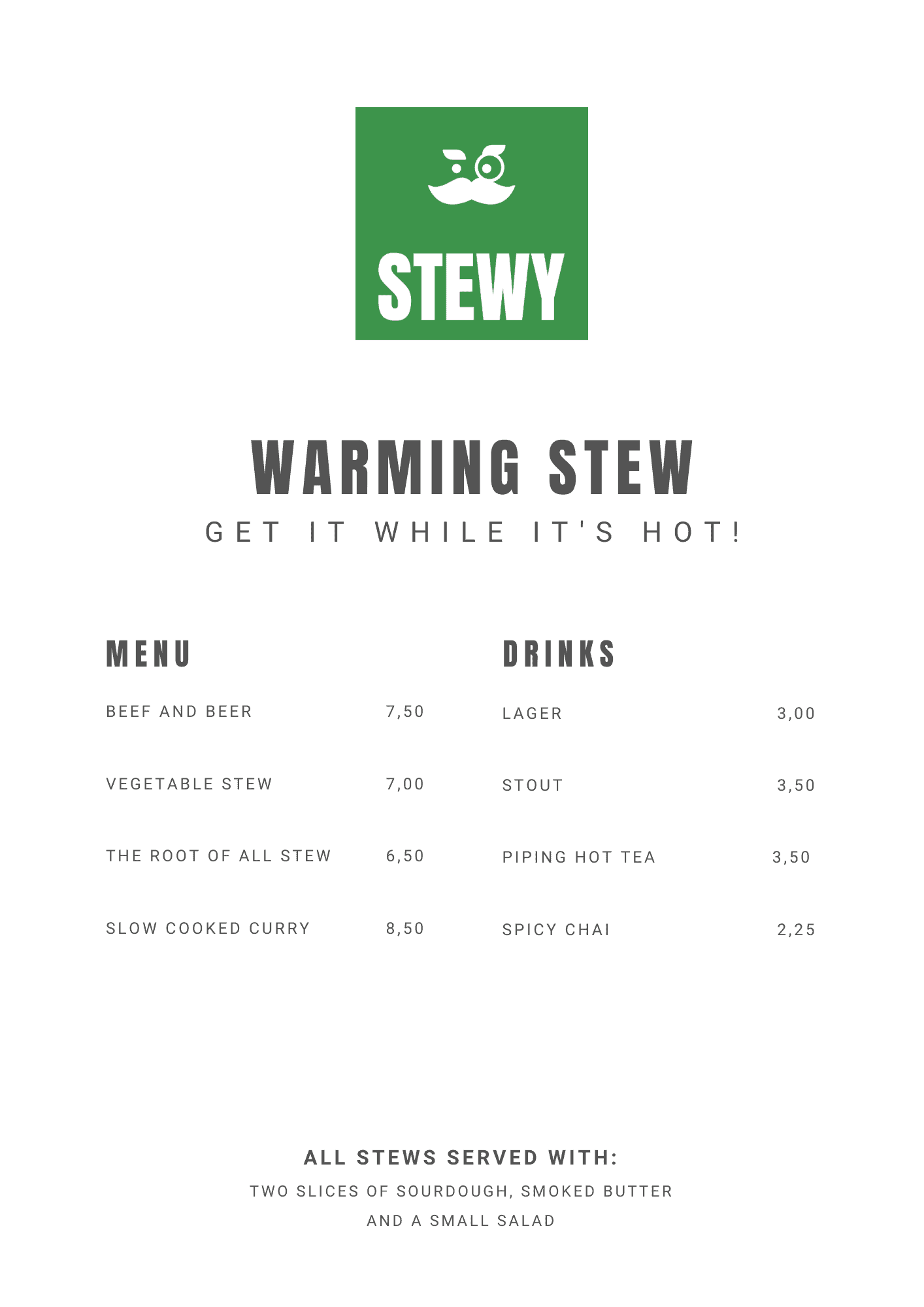 Exemple du logo Stewy sur un menu