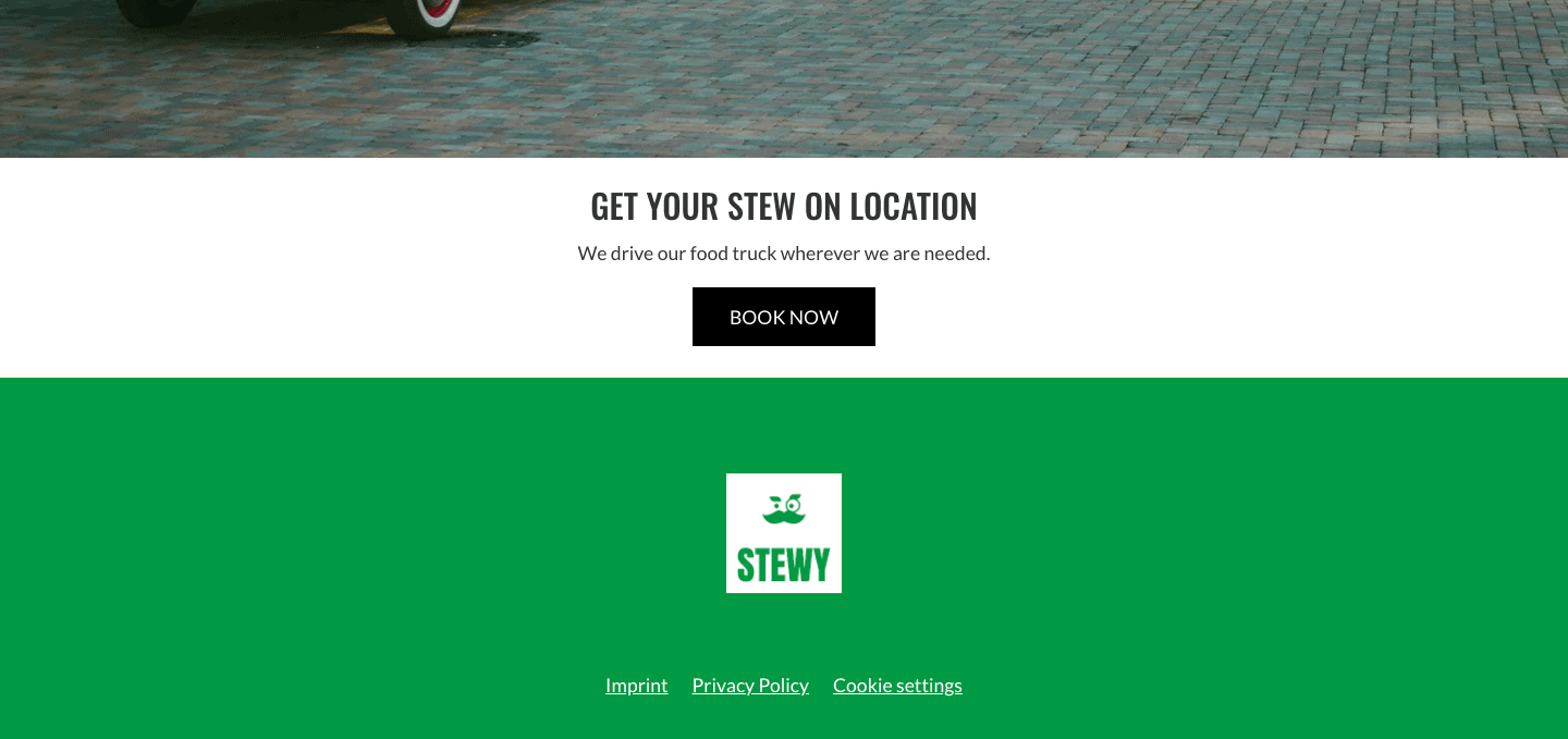 Exemple du logo Stewy dans le pied de page du site

