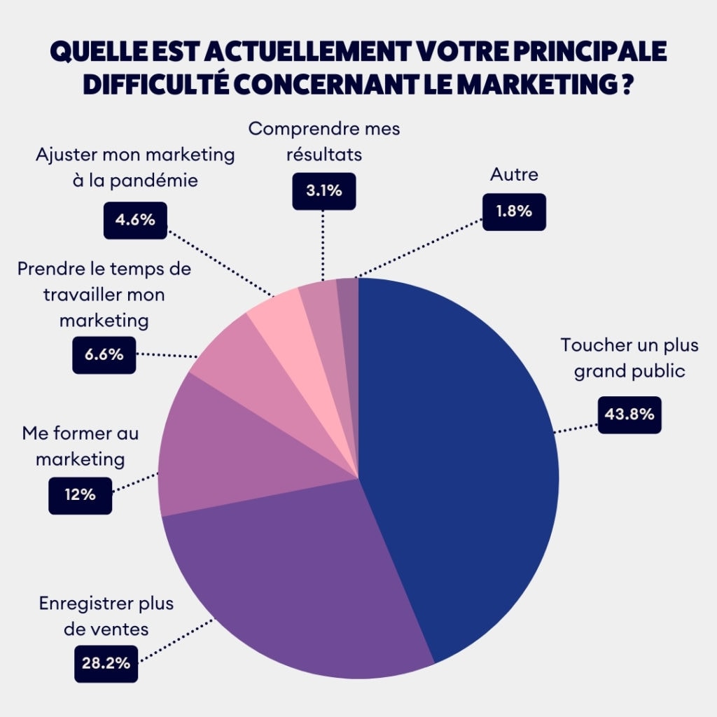 Résultats du sondage sur les plus grandes difficultés marketing des utilisateurs Jimdo