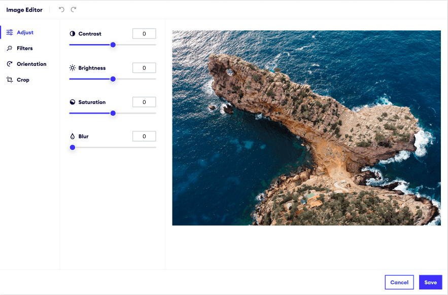 Le nouvel éditeur d’image, qui permet de modifier les photos de votre site web.
