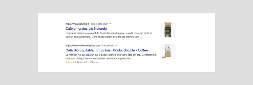 Capture d’écran d’un résultat naturel pour une recherche Google