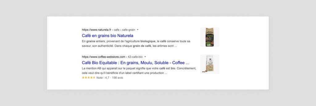 Capture d’écran d’un résultat naturel pour une recherche Google