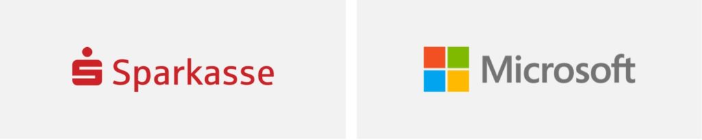 Loghi con testo accanto all'icona: Sparkasse e Microsoft. 