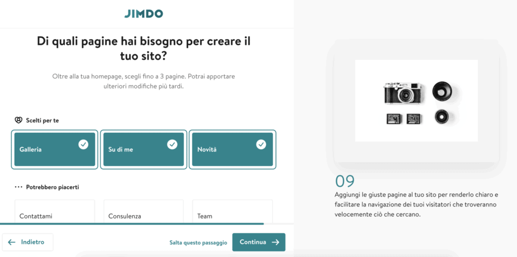 Crea sito automatico con Jimdo