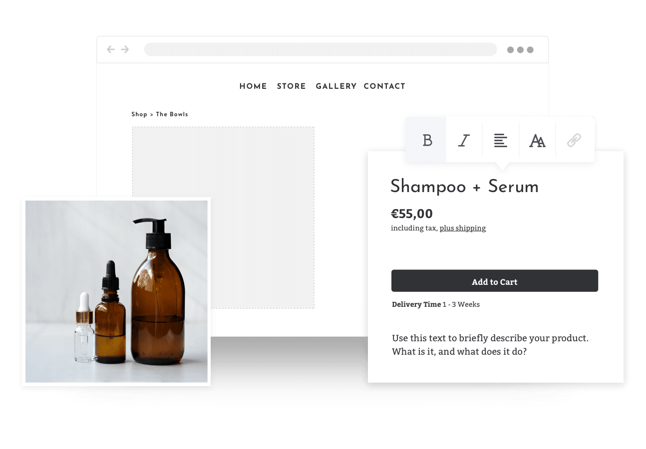 Example of selling hair products in an online store
