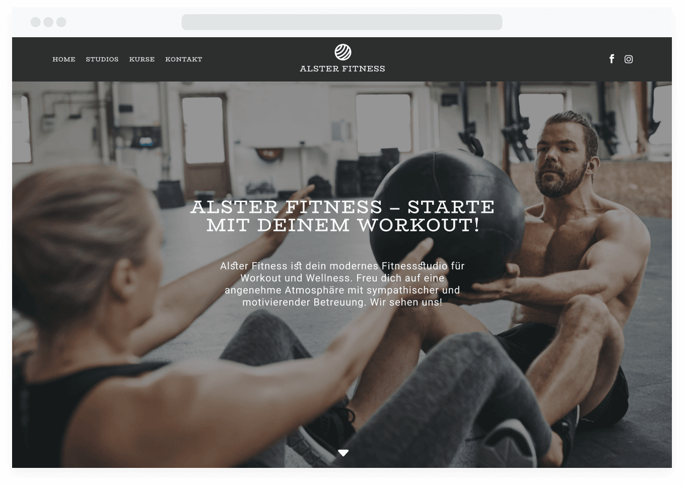 Beispiel für eine Fitness-Website mit Online-Buchungstool.
