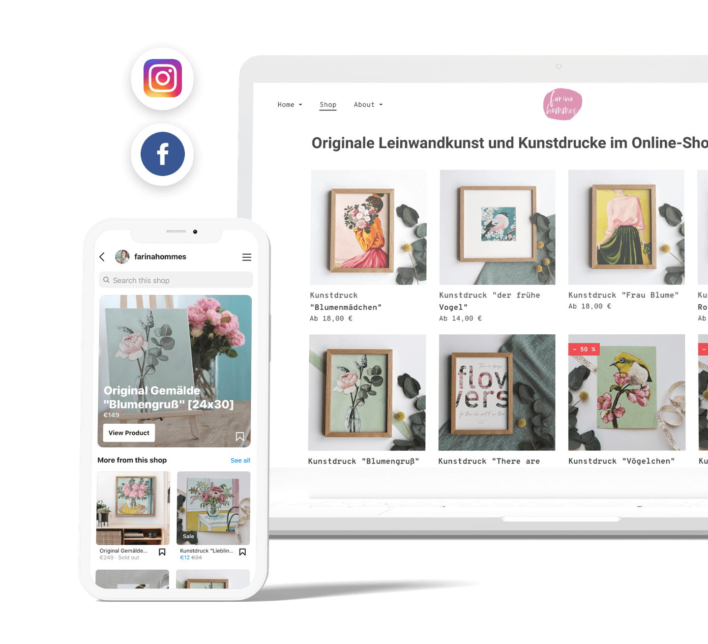 See how you connect your Jimdo online store to sell on Facebook or Instagram on your smartphone.