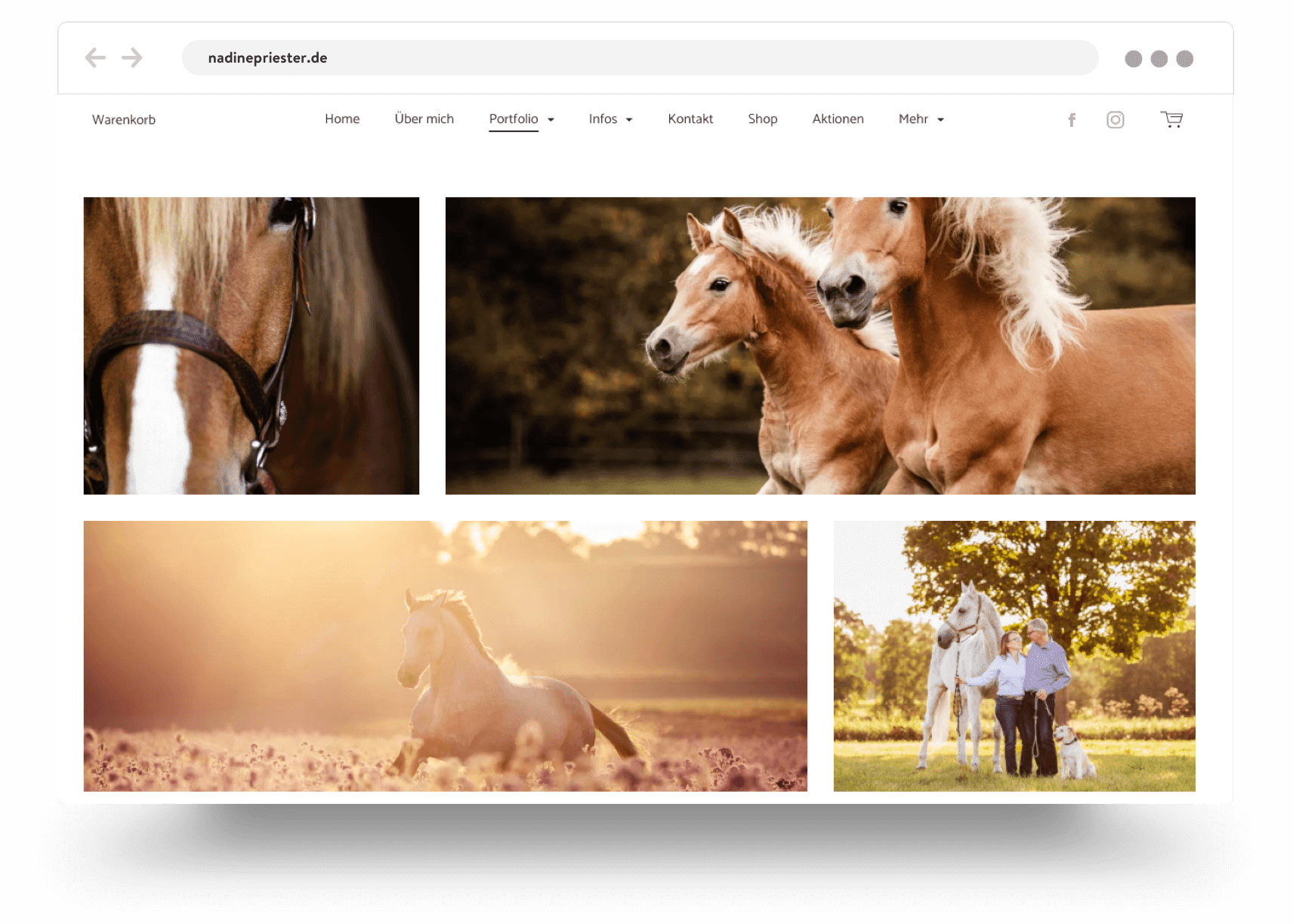 Example of a photography portfolio built with Jimdo