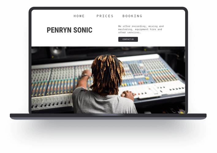 Ejemplo de una página web de un estudio musical creada con Jimdo
