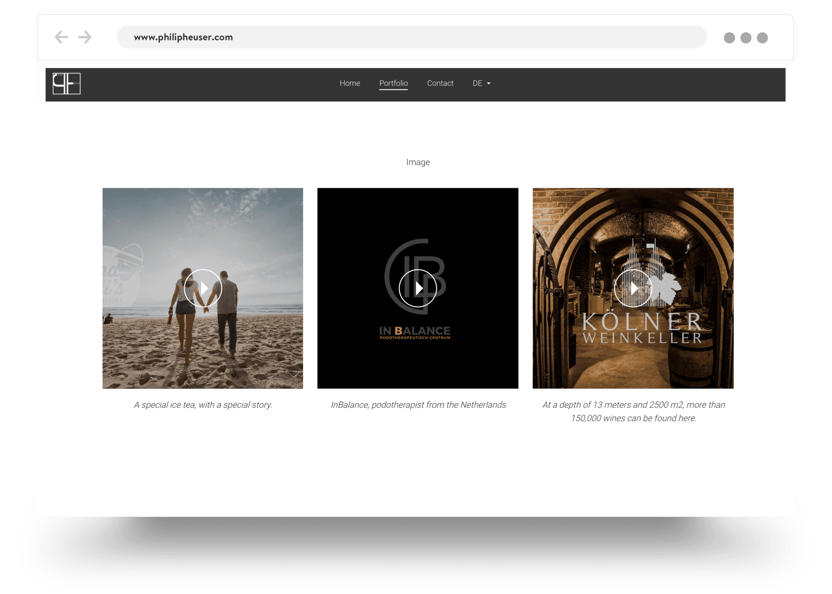 Example of a photographer's portfolio website build with Jimdo
